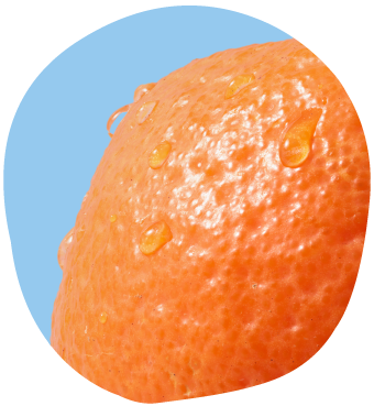 My Skin Feels rescued Orange Juice waste on a blue background 